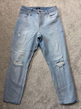 EXPRESS CURVY SKINNY JEANS WOMEN'S SIZE 10 / S FRAYED HEM STRETCHY DENIM